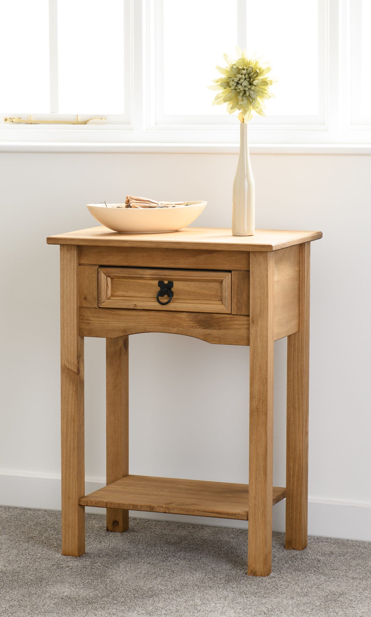 CORONA 1 DRAWER CONSOLE TABLE WITH SHELF