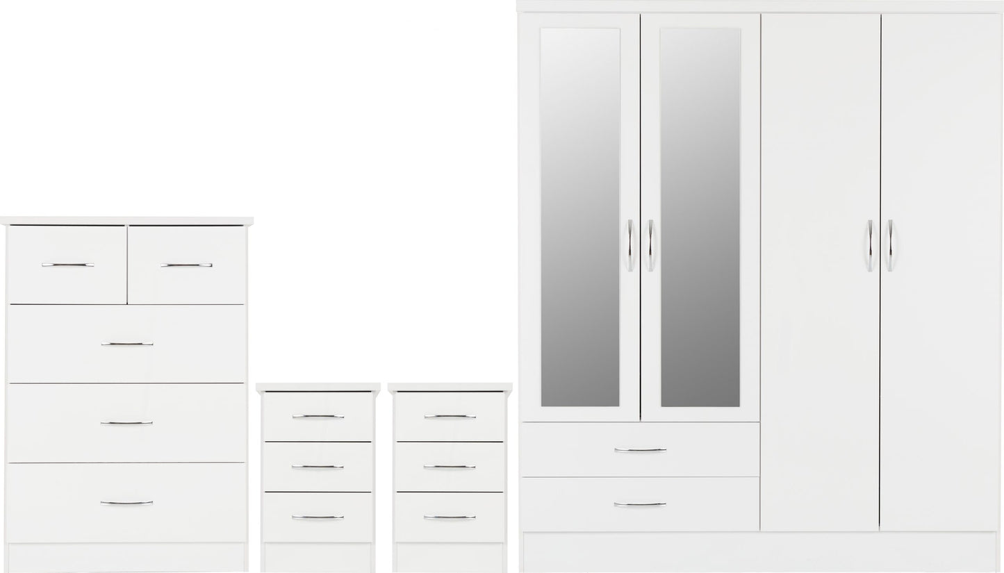 NEVADA 3 DOOR 2 DRAWER MIRRORED WARDROBE BEDROOM SET