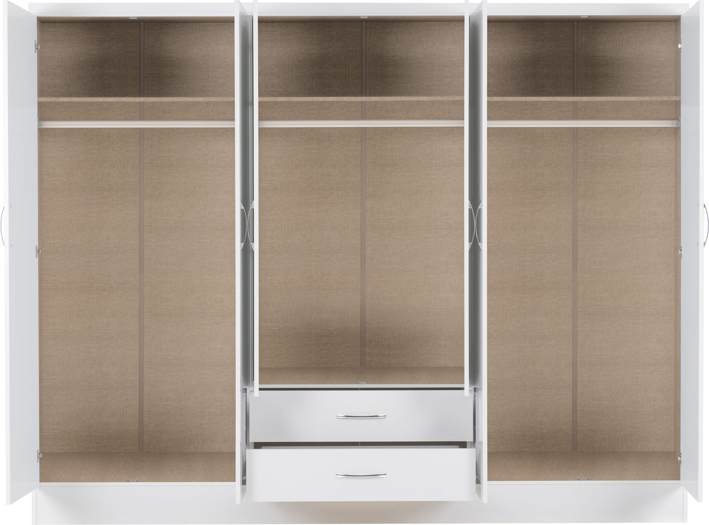 NEVADA 6 DOOR 2 DRAWER MIRRORED WARDROBE