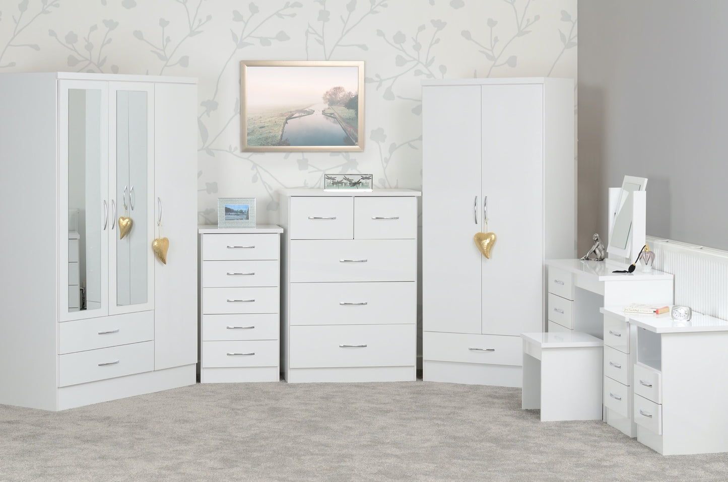 NEVADA 4 DOOR 2 DRAWER MIRRORED WARDROBE