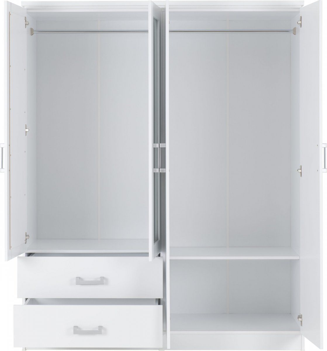 CHARLES 4 DOORS 2 DRAWER MIRRORED WARDROBE