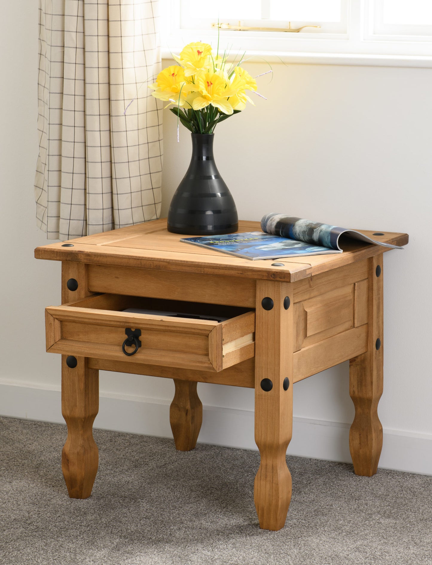 CORONA 1 DRAWER LAMP TABLE