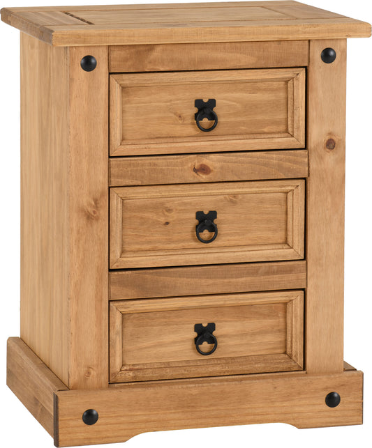 CORONA 3 DRAWER BEDSIDE