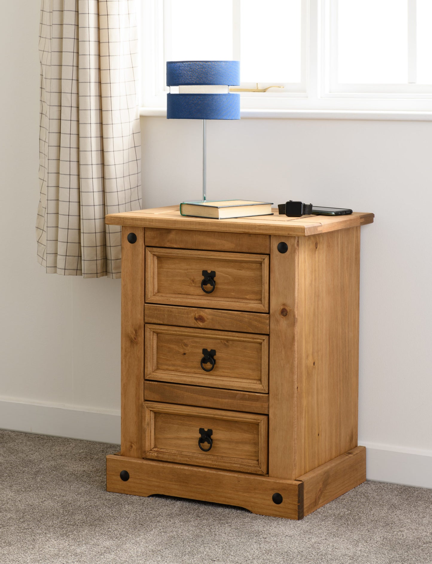 CORONA 3 DRAWER BEDSIDE