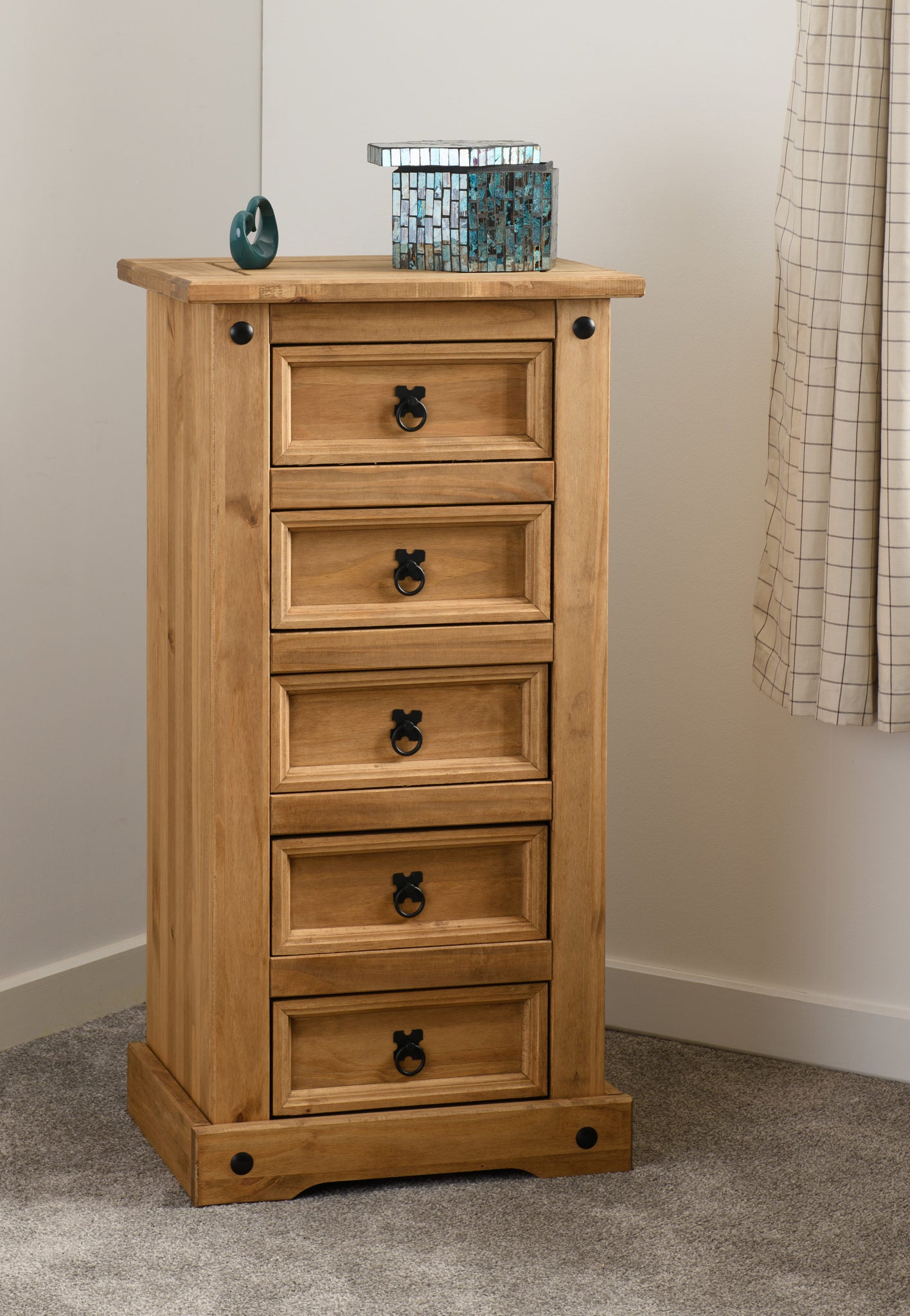 CORONA 5 DRAWER NARROW CHEST