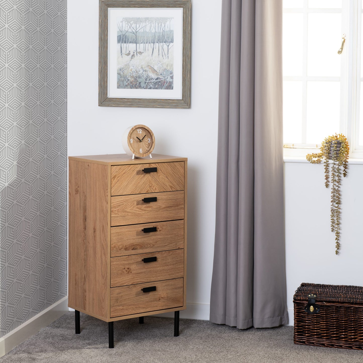 LEON 5 DRAWER NARROW CHEST