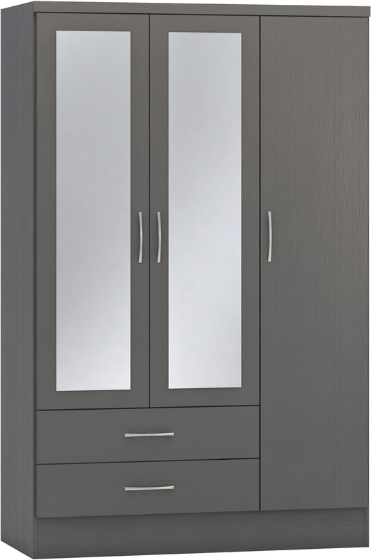 NEVADA 3 DOOR 2 DRAWER MIRRORED WARDROBE