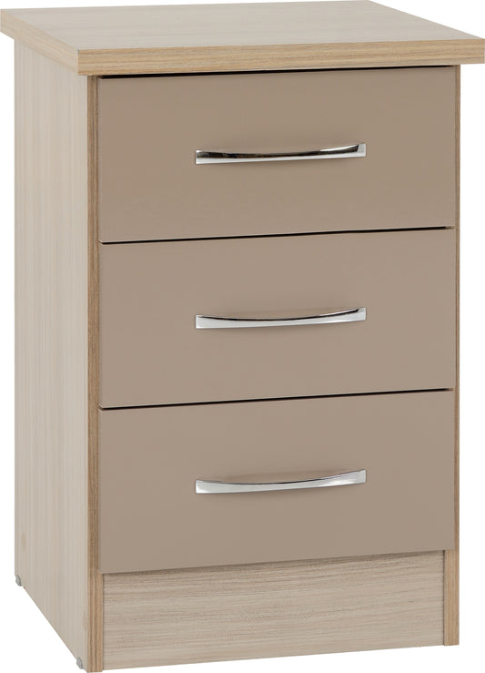 NEVADA 3 DRAWER BEDSIDE