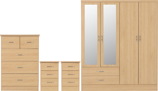 NEVADA 3 DOOR 2 DRAWER MIRRORED WARDROBE BEDROOM SET