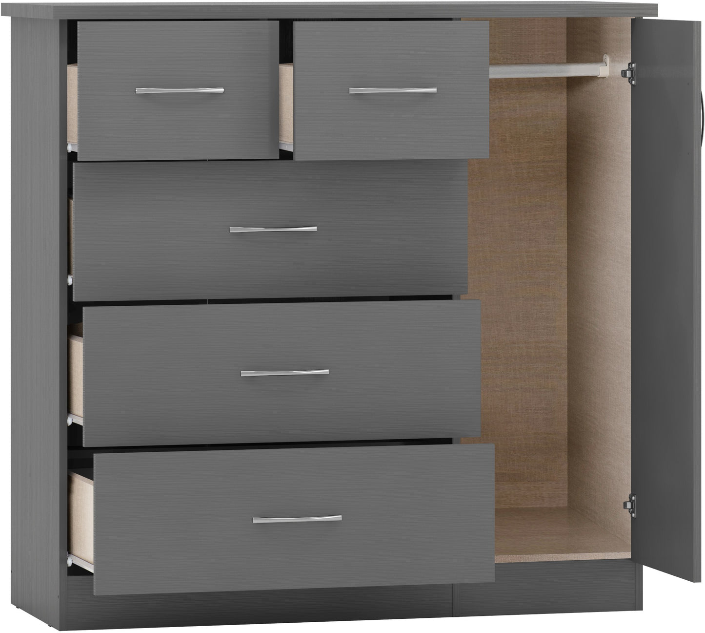 NEVADA 5 DRAWER LOW WARDROBE