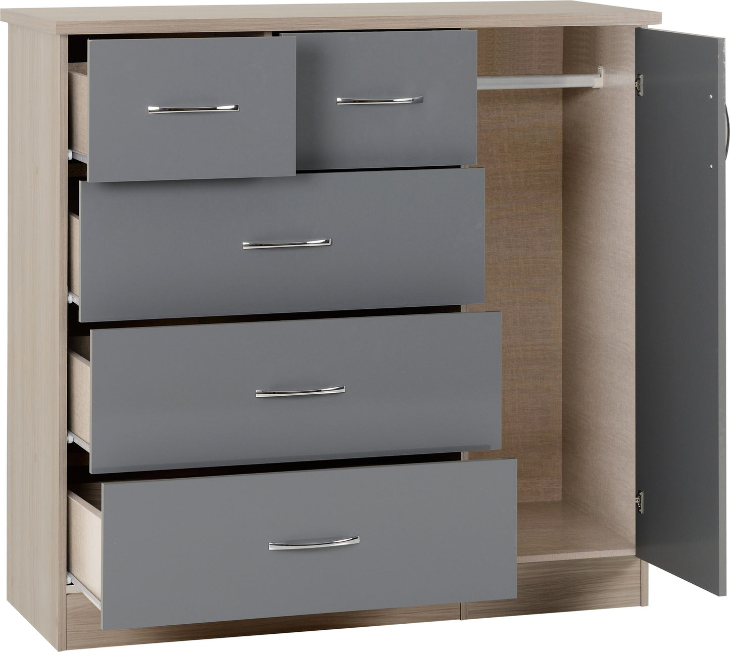 NEVADA 5 DRAWER LOW WARDROBE