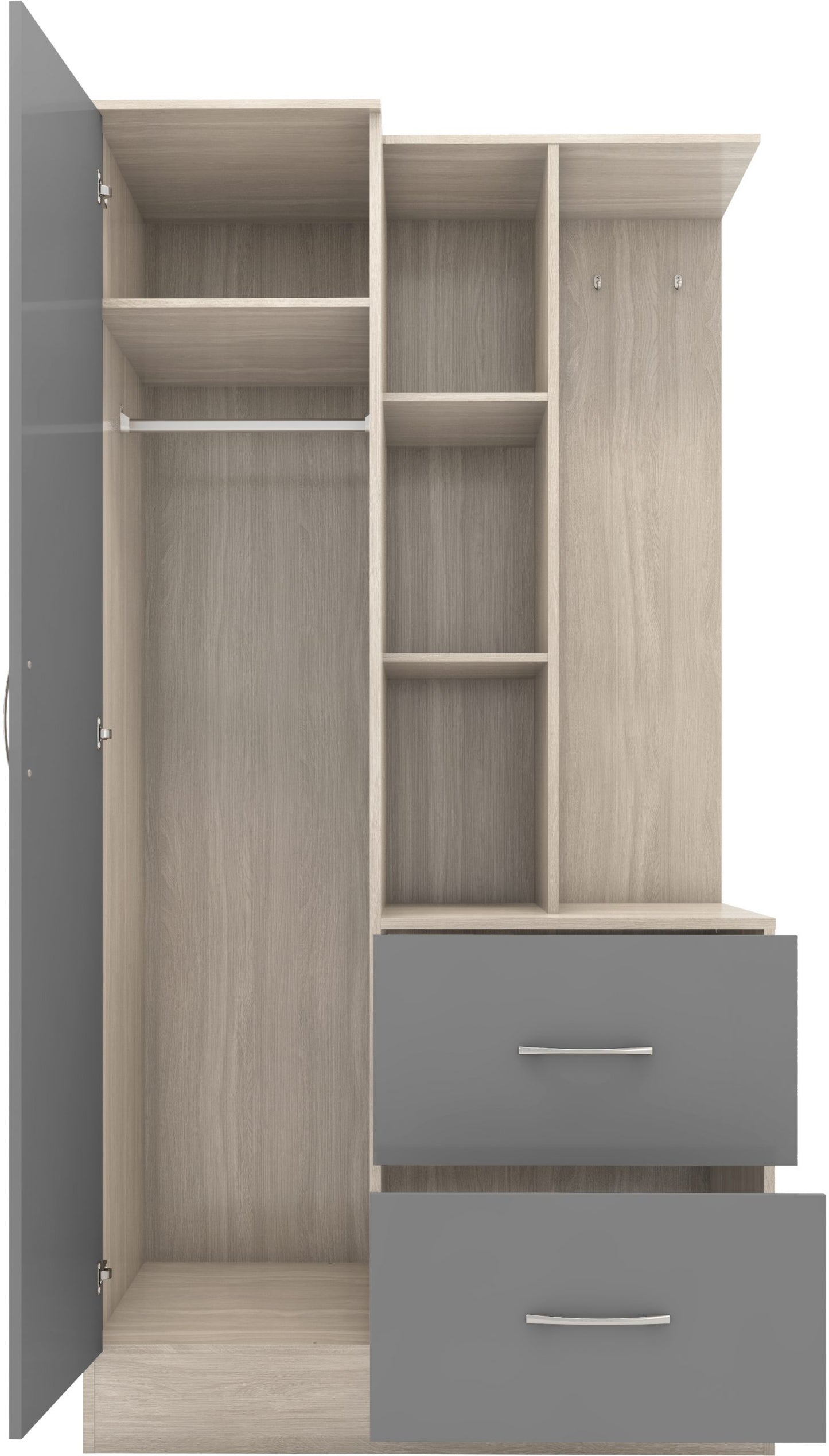 NEVADA MIRRORED OPEN SHELF WARDROBE