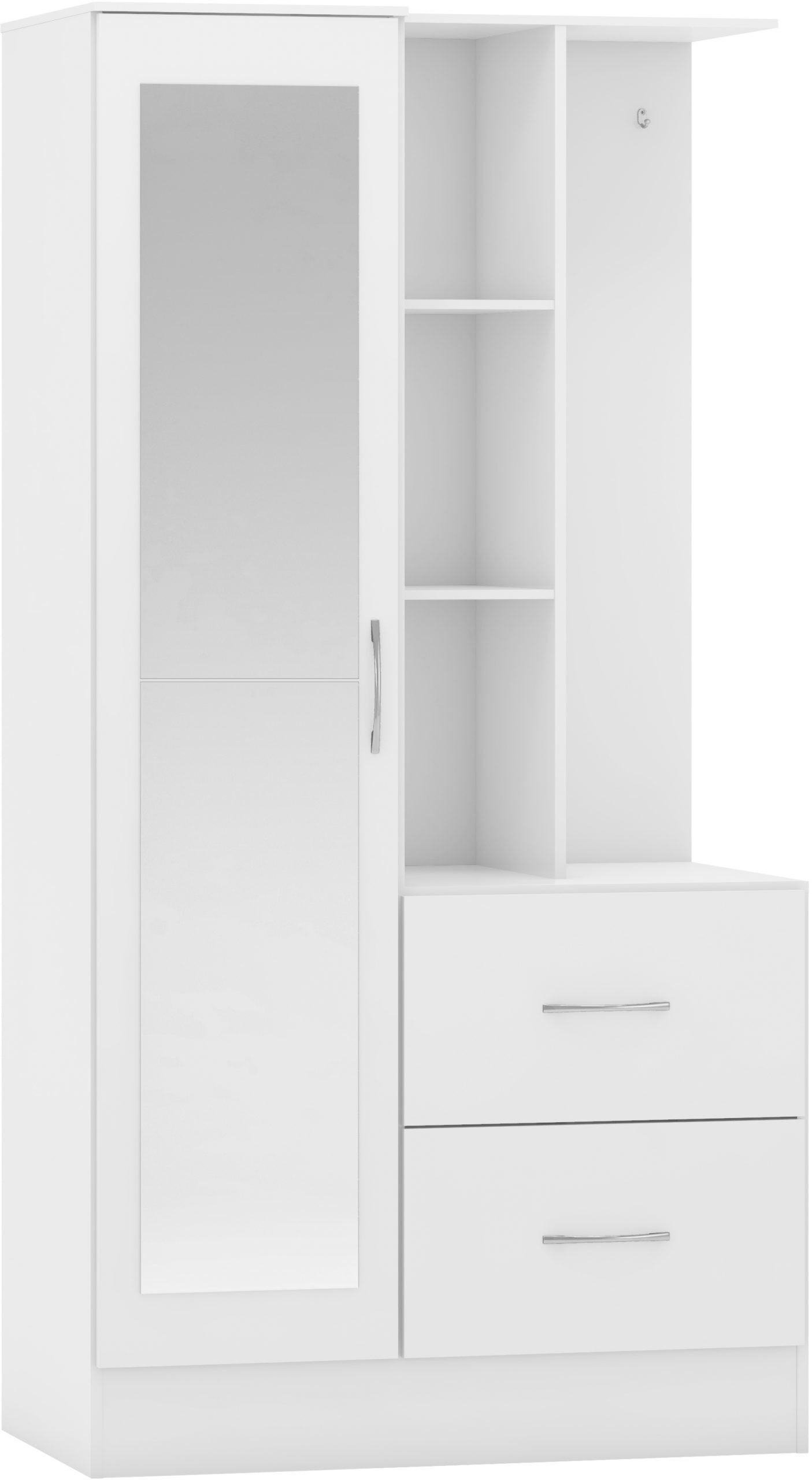 NEVADA MIRRORED OPEN SHELF WARDROBE