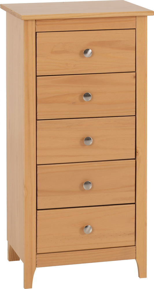 OSLO 5 DRAWER NARROW CHEST